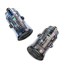 USAMS US-CC162 C31 5V3A Transparent Dual USB Mini Car Charger(Blue)