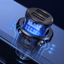 USAMS US-CC162 C31 5V3A Transparent Dual USB Mini Car Charger(Black)