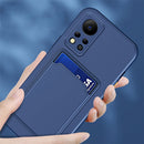 For Infinix Note 11 Pro Skin Feel Card Contrast Color Button TPU Phone Case(Dark Green)