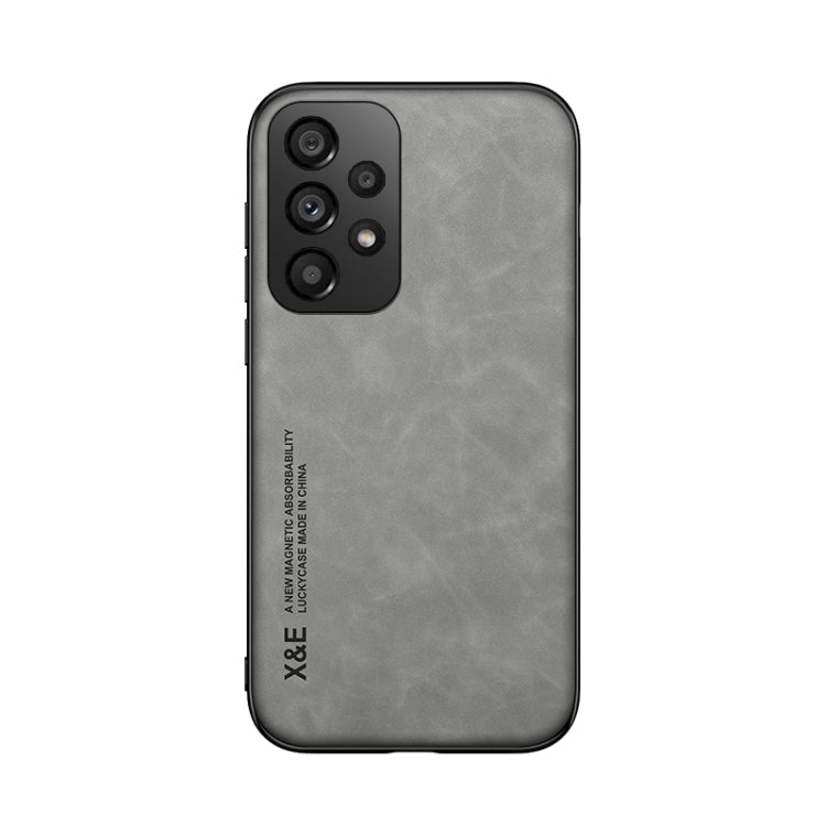 For Samsung Galaxy A33 5G Skin Feel Magnetic Leather Back Phone Case(Galactic Grey)