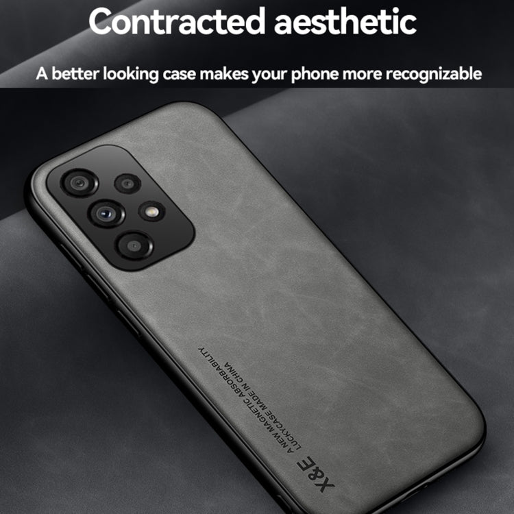 For Samsung Galaxy A33 5G Skin Feel Magnetic Leather Back Phone Case(Galactic Grey)