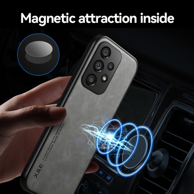 For Samsung Galaxy A33 5G Skin Feel Magnetic Leather Back Phone Case(Galactic Grey)