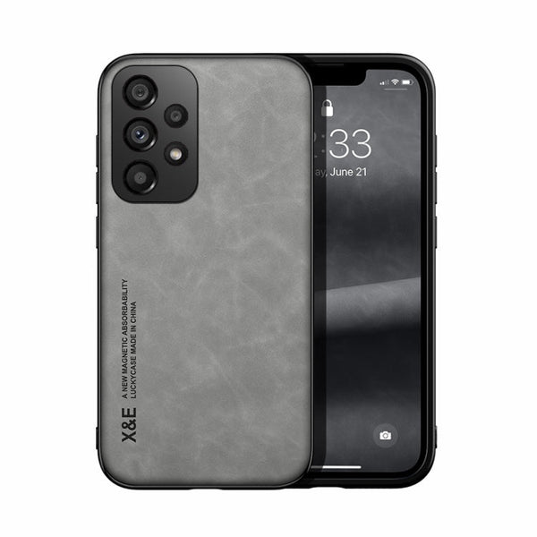 For Samsung Galaxy A33 5G Skin Feel Magnetic Leather Back Phone Case(Galactic Grey)
