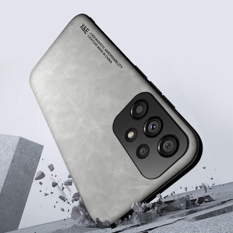 For Samsung Galaxy A33 5G Skin Feel Magnetic Leather Back Phone Case(Galactic Grey)