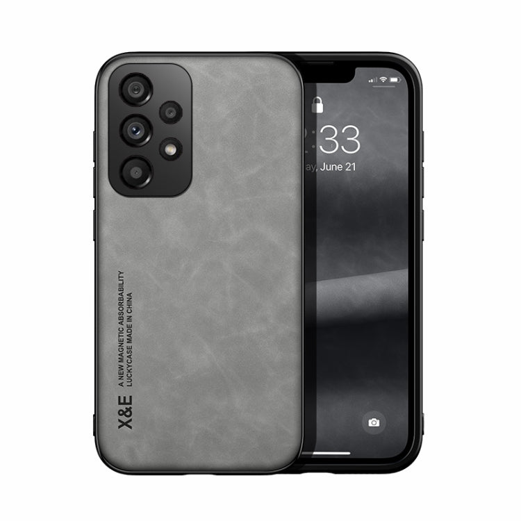 For Samsung Galaxy A33 5G Skin Feel Magnetic Leather Back Phone Case(Galactic Grey)