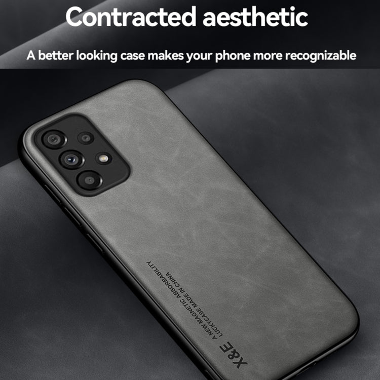 For Samsung Galaxy A52 5G Skin Feel Magnetic Leather Back Phone Case(Graphite Grey)