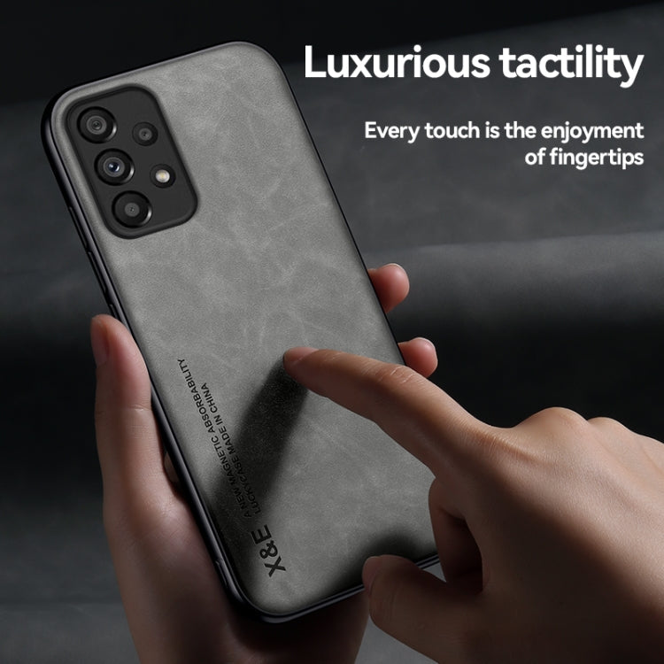 For Samsung Galaxy A52 5G Skin Feel Magnetic Leather Back Phone Case(Graphite Grey)