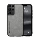 For Samsung Galaxy S21 Ultra 5G Skin Feel Magnetic Leather Back Phone Case(Galactic Grey)