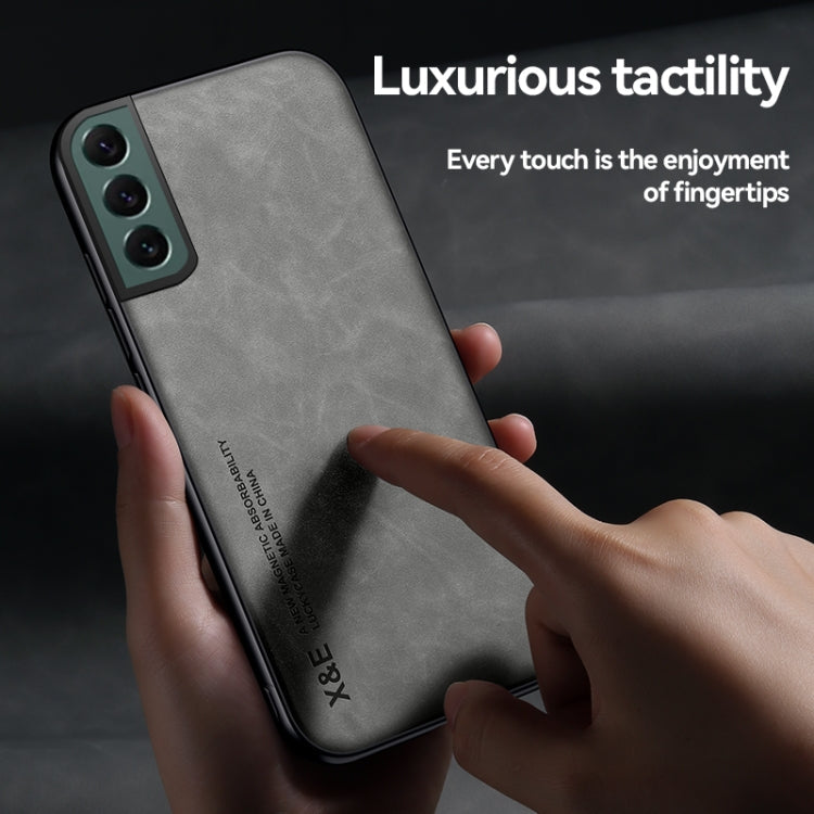 For Samsung Galaxy S21 Ultra 5G Skin Feel Magnetic Leather Back Phone Case(Graphite Grey)