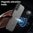 For Samsung Galaxy S21 Ultra 5G Skin Feel Magnetic Leather Back Phone Case(Graphite Grey)