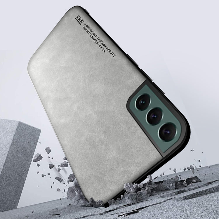For Samsung Galaxy S21 Ultra 5G Skin Feel Magnetic Leather Back Phone Case(Graphite Grey)
