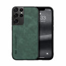 For Samsung Galaxy S21 Ultra 5G Skin Feel Magnetic Leather Back Phone Case(Green)