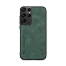 For Samsung Galaxy S21 Ultra 5G Skin Feel Magnetic Leather Back Phone Case(Green)
