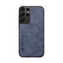 For Samsung Galaxy S21 Ultra 5G Skin Feel Magnetic Leather Back Phone Case(Blue)