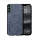 For Samsung Galaxy S21 FE 5G Skin Feel Magnetic Leather Back Phone Case(Blue)