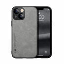 Skin Feel Magnetic Leather Back Phone Case For iPhone 13(Light Grey)