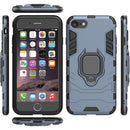 For iPhone SE 2022 / SE 2020 Shockproof PC + TPU Protective Case with Magnetic Ring Holder(Navy)