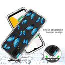 For Samsung Galaxy A03 Core PC+TPU Transparent Painted Phone Case(Blue Butterflies)