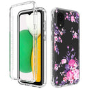 For Samsung Galaxy A03 Core PC+TPU Transparent Painted Phone Case(Pink Flower)