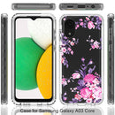 For Samsung Galaxy A03 Core PC+TPU Transparent Painted Phone Case(Pink Flower)