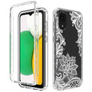 For Samsung Galaxy A03 Core PC+TPU Transparent Painted Phone Case(White Flower)