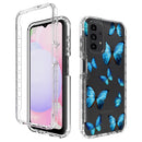 For Samsung Galaxy A13 4G PC+TPU Transparent Painted Phone Case(Blue Butterflies)