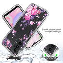 For Samsung Galaxy A13 4G PC+TPU Transparent Painted Phone Case(Pink Flower)