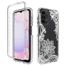 For Samsung Galaxy A13 4G PC+TPU Transparent Painted Phone Case(White Flower)