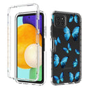 For Samsung Galaxy A22 5G PC+TPU Transparent Painted Phone Case(Blue Butterflies)
