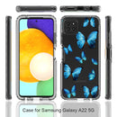 For Samsung Galaxy A22 5G PC+TPU Transparent Painted Phone Case(Blue Butterflies)