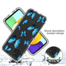For Samsung Galaxy A22 5G PC+TPU Transparent Painted Phone Case(Blue Butterflies)