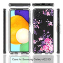 For Samsung Galaxy A22 5G PC+TPU Transparent Painted Phone Case(Pink Flower)