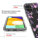 For Samsung Galaxy A22 5G PC+TPU Transparent Painted Phone Case(Pink Flower)