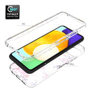 For Samsung Galaxy A22 5G PC+TPU Transparent Painted Phone Case(Pink Flower)