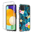 For Samsung Galaxy A22 5G PC+TPU Transparent Painted Phone Case(Banana Leaf)