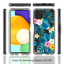 For Samsung Galaxy A22 5G PC+TPU Transparent Painted Phone Case(Banana Leaf)