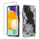 For Samsung Galaxy A22 5G PC+TPU Transparent Painted Phone Case(White Flower)