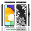 For Samsung Galaxy A22 5G PC+TPU Transparent Painted Phone Case(White Flower)