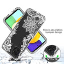 For Samsung Galaxy A22 5G PC+TPU Transparent Painted Phone Case(White Flower)