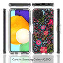 For Samsung Galaxy A22 5G PC+TPU Transparent Painted Phone Case(Small Floral)