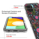 For Samsung Galaxy A22 5G PC+TPU Transparent Painted Phone Case(Small Floral)