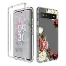 For Google Pixel 6a PC+TPU Transparent Painted Phone Case(Rose)