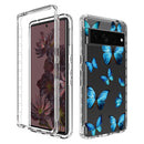 For Google Pixel 7 Pro PC+TPU Transparent Painted Phone Case(Blue Butterflies)