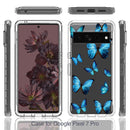 For Google Pixel 7 Pro PC+TPU Transparent Painted Phone Case(Blue Butterflies)