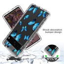 For Google Pixel 7 Pro PC+TPU Transparent Painted Phone Case(Blue Butterflies)