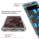 For Google Pixel 7 Pro PC+TPU Transparent Painted Phone Case(Blue Butterflies)