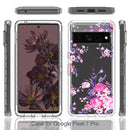 For Google Pixel 7 Pro PC+TPU Transparent Painted Phone Case(Pink Flower)