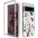 For Google Pixel 7 Pro PC+TPU Transparent Painted Phone Case(Tree Butterflies)