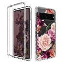 For Google Pixel 7 Pro PC+TPU Transparent Painted Phone Case(Purple Floral)