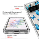 For Google Pixel 7 PC+TPU Transparent Painted Phone Case(Blue Butterflies)